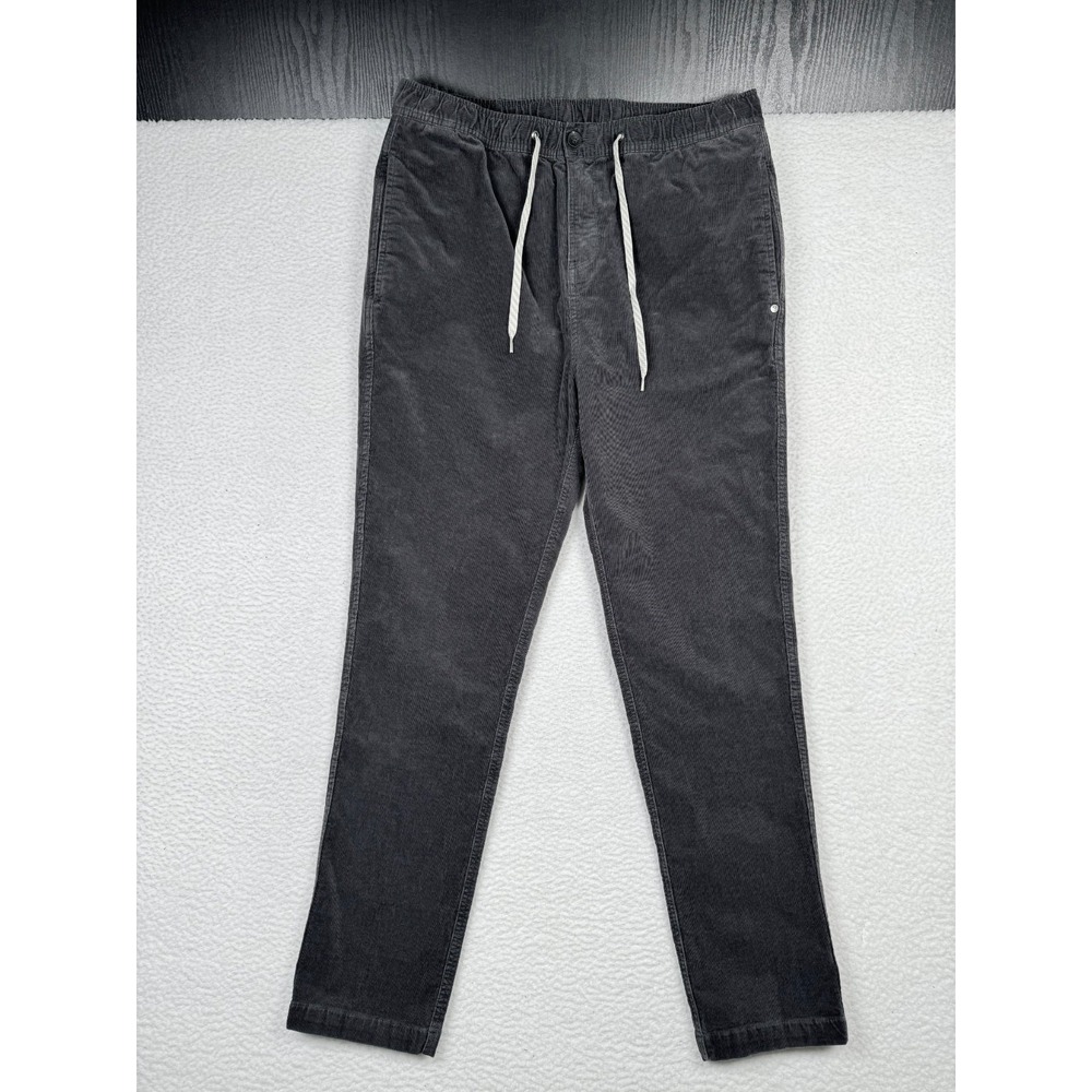 Vuori Straight Pants Gray Corduroy XL Fits Like 34x30.5 Optimist Elastic Waist